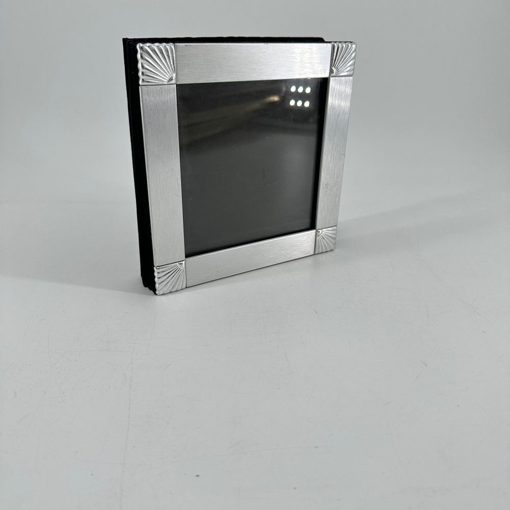 Brushed Silver Art Deco Fan Corner Small Velvet Photo Album Black